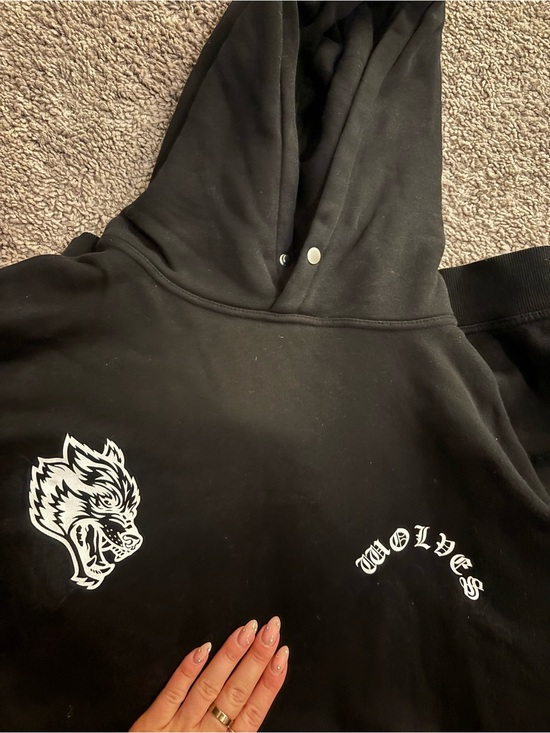 Darc Sport Tops - Darc Sport Black Hoodie with White Wolves Graphics